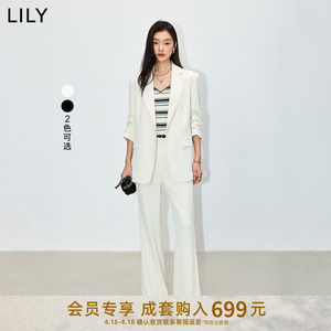 LILY2024夏新款女装气质通勤款设计感都市一粒扣修身休闲西装外套