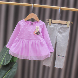 春季新款女童装1-2-3-4岁0-6个月宝宝秋装套装婴幼儿衣服两件套潮