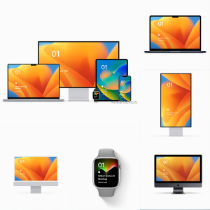 13款质感iPhone苹果一体机平板pad手表显示器笔记本电脑PSD样机