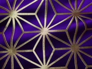 日本进口 和风布料 西阵织 织锦缎 金襕织物 麻叶纹（紫 金）