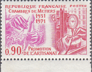 【奥托玛邮票】法国1971年 工匠协会大会  压力表 手 1全 F1922