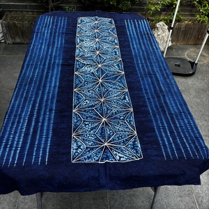 1.2*1.7扎染桌布大理白族手工蓝染蜡染布料床单长方餐桌布