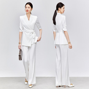 夏季西装套装女韩版修身2024新款时尚气质职业高级感休闲白色西服