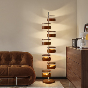 法式中古实木客厅艺术落地灯复古设计师高级感卧室装饰沙发旁灯具