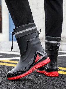 新款雨鞋男高档短中筒防滑雨靴束口工作胶鞋加绒棉水靴防雨防水鞋