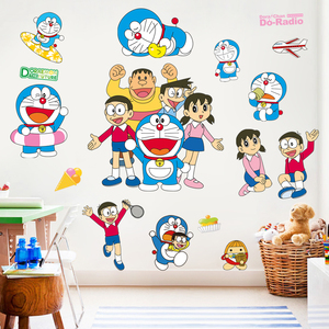 卡通动漫墙贴画机器猫男孩儿童房间装饰墙纸自粘卧室温馨墙画贴纸