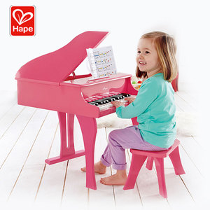 Hape30键钢琴家用3-10岁三角式小宝宝木质可弹奏女孩儿童益智玩具