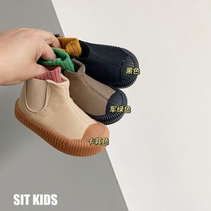 （限时55元）韩国秋冬儿童高帮加绒帆布鞋男女童宝宝休闲软底靴子