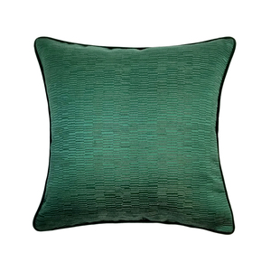 瑞莎 现代几何短条纹墨绿色提花绒布装饰沙发抱枕软包靠背45*45cm