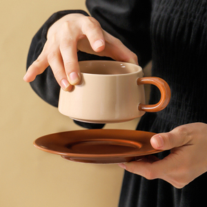 咖啡杯套装陶瓷精致情侣欧式法式中古杯子轻奢设计感家用杯碟组合