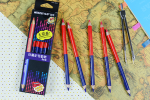 6支 马可4418双色双头红蓝铅笔实验室记号全红特种铅笔施工放线笔