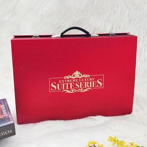 家纺包装盒礼品盒现货木盒四件套包装床上用品红色手提箱 可定制