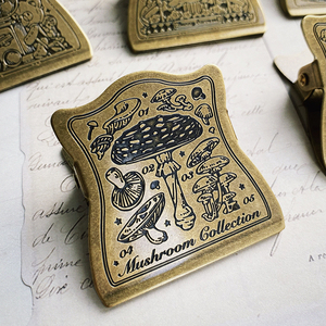 蘑菇复古可爱黄铜夹子手账夹金属票据夹旅行本水彩本敏小姐美术馆