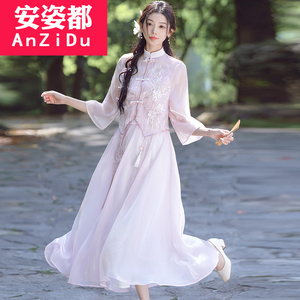 新中式女装中国风改良旗袍连衣裙伴娘服订婚礼服唐装汉服套装夏季