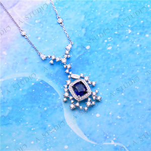 ASTUDIO珠宝设计款 香港精工色标1.54克拉皇家蓝蓝宝石星星项链