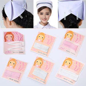 日韩白色粉色医院用的一字夹发卡子发饰边夹发夹钢夹护士帽的夹子