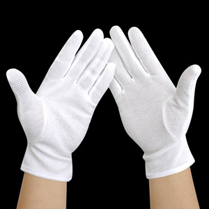 棉白色纯棉颗粒胶点防滑点胶作业棉毛点塑手套礼仪司机劳保白手套