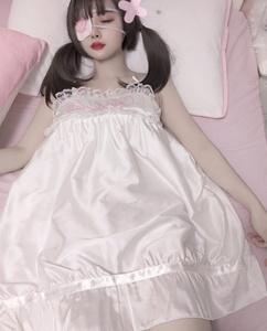 日系软妹可爱少女仙女穿的睡裙刺绣吊带睡衣居家睡裙