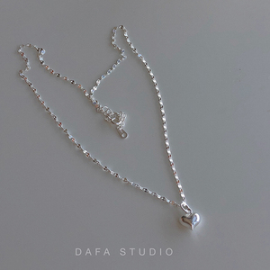 DAFA/心动 小众设计怦怦爱心项链 S925纯银不褪色气质精致锁骨链
