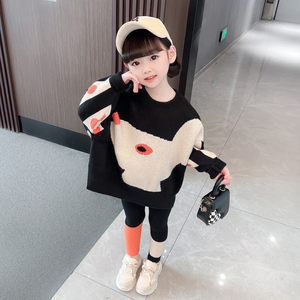 小女孩针织套装2022年新款洋气女童冬季韩版时髦两件套儿童秋冬装