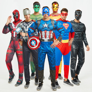 成人复仇者联盟蜘蛛侠cosplay肌肉服装美国队长超人钢铁侠擎天柱