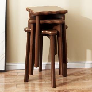 实木凳子家用可叠放高凳餐桌板凳原木凳子餐厅餐椅客厅椅子餐凳