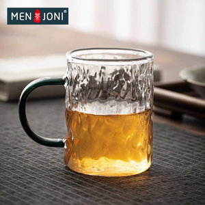 Men&Joni玻璃水杯耐高温马克杯小号家用花茶杯带把手高档喝水杯子