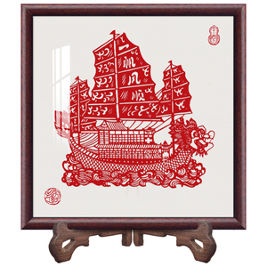 2024龙年经典手工剪纸艺术作品摆件中国风礼品实木非遗定制LOGO