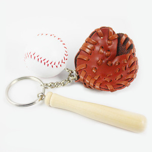 小棒球模型三件套套装球棒手套钥匙扣挂件体育运动纪念品比赛礼品