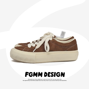 FGMM原创设计2024春季新款厚底男鞋百搭休闲反绒皮滑板鞋低帮鞋男