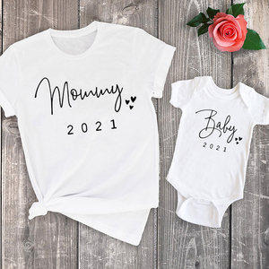 Funny Baby Mommy 2021 Family Matching Clothing Simple Pregna