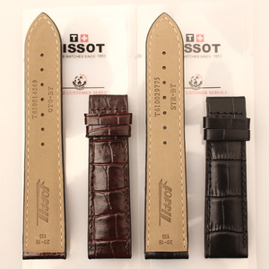 天梭唯思达系列T019黑棕色皮带真皮表带男款手表带尺寸20-18mm