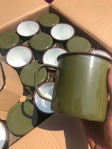 正品9厘米军绿色搪瓷茶缸 老式绿色搪瓷口杯  9厘米军迷搪瓷水杯