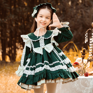 洛丽塔洋装女童正版宝宝公主裙绿色裙子萝莉塔芭比裙小童秋连衣裙