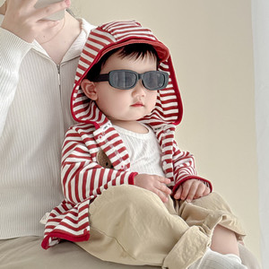 新款网红婴儿衣服纯棉宝宝春秋小开衫连帽婴幼儿外套小童上衣休闲