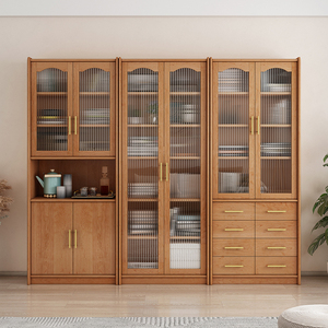 实木书柜北欧现代简约组合储物柜简约日式书橱落地客厅展示柜酒柜