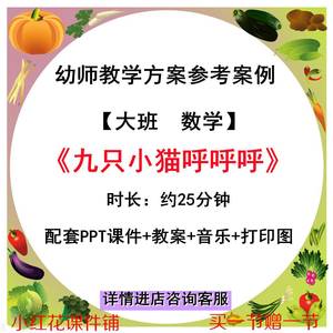 幼师老师专用优质公开课例大班数 九只小猫呼呼呼视频PPT课件教案