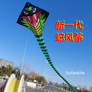 厂家新款蛇风筝30米50米大型长尾微风易飞成人竹叶青眼镜王蛇风筝