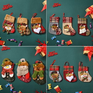 圣诞节袜子幼儿园创意礼物袋糖果袋挂饰小号老人麋鹿送儿童小礼品