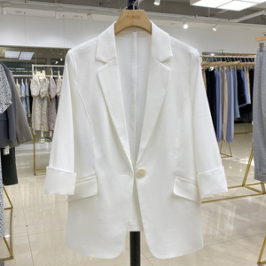 白色小个子夏季薄款西装外套女2024新款高级感简约气质OL风小西服