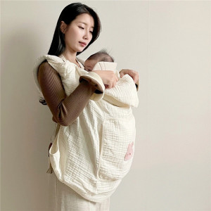 ins韩国婴儿背带腰凳披风斗篷外出防风抱被宝宝挡风纱布透气薄款