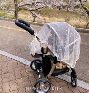 韩国ins婴儿车蚊帐全罩式通用宝宝刺绣纱布手推车夏季防蚊罩透气