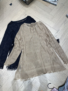英子欧货女装24夏韩版冰丝针织镂空流苏长T恤衫个性防晒罩衣83902