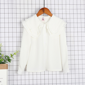 女童衬衫白洋气新款双层领2023韩版中大童雪纺衫打底衫时髦长袖
