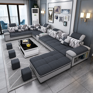 北欧布沙发组合现代简约大户型可拆洗客厅乳胶2024年新款布艺沙发
