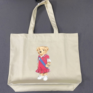 日本卡通图案polo红裙熊帆布包购物袋手提袋tote bag托特包单肩包