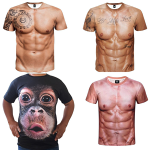 腹肌衣道具猛男肌肉装肌肉男短袖T恤3d立体个性大猩猩五花肉衣服