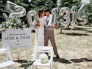 婚礼白纱场景ins风32寸银色数字5201314铝箔气球情侣婚纱拍照气球