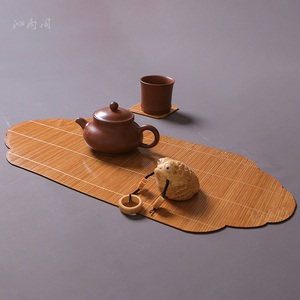 双面可用竹制茶席隔热垫中式禅意干泡茶具配件防水麻布茶杯垫桌旗