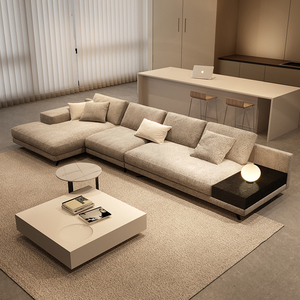 纳威意式极简布艺沙发北欧现代简约客厅大平层户型l型转角侘寂风